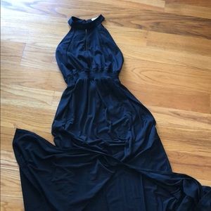 Black halter top maxi dress